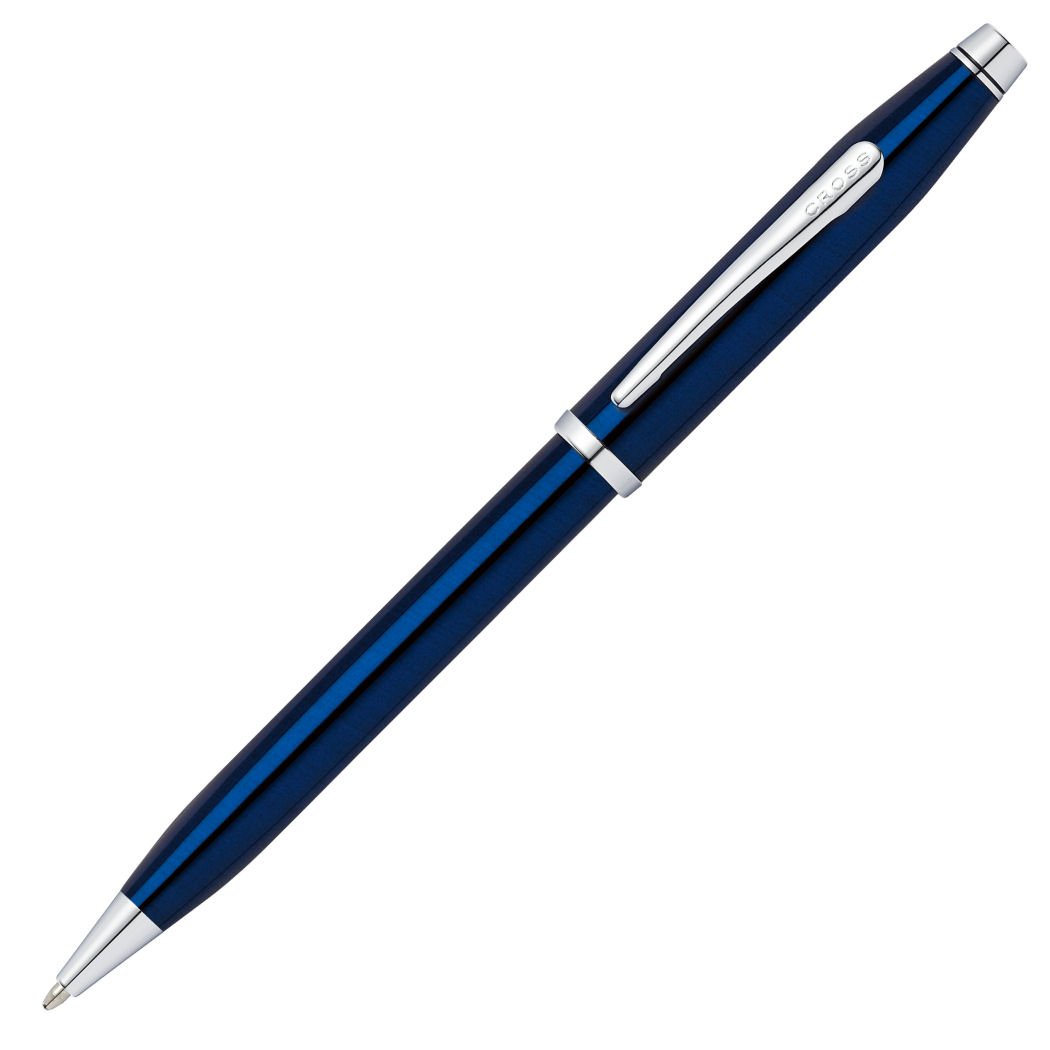 CROSS Century II Translucent Blue Lacquer - Rhodium-Plated Ballpoint Pen incl. Luxury Gift Box - Refillable Medium Ballpen