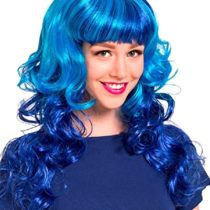 Folat 26712 Blue Neon Wig with Curls, One Size