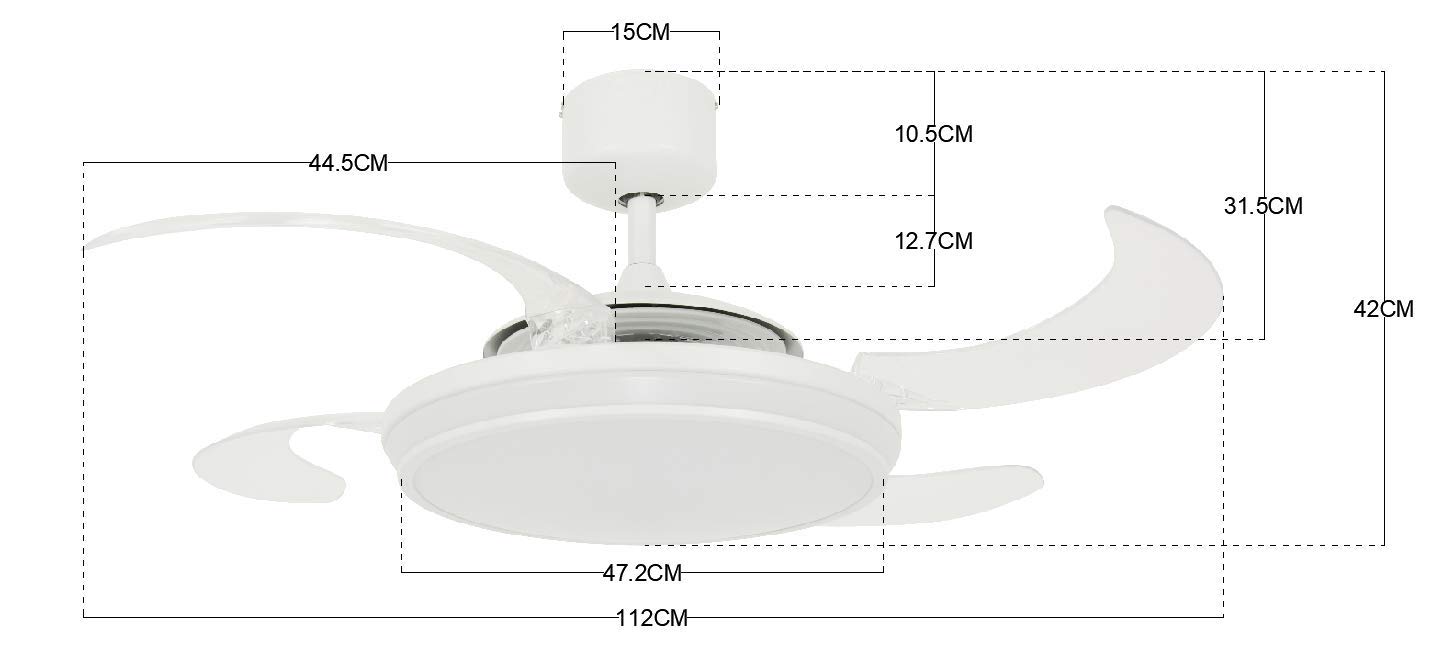 Fanaway Evo 1 LED, Acrylic Metal, White, 122 cm Durchmesser, 1 60 watts 240 Volts - Image 3