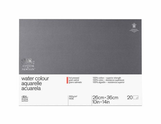 Winsor & Newton Hot Pressed Water Colour Paper, Glued Block (300 GSM, 25.4 cm x 35.6 cm), White
