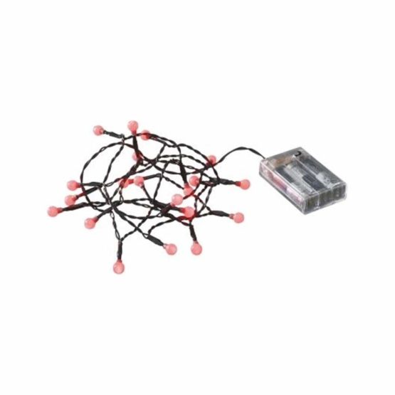 Konstsmide 1491-557 Christmas Lights LED Berry Set Round Diodes/Indoor Use (IP20) Battery Fairy Lights/Battery Operated: 3xAA 1.5V (excl.)/6h Timer/20 Red Diodes/Black Cable String Lights - Image 3