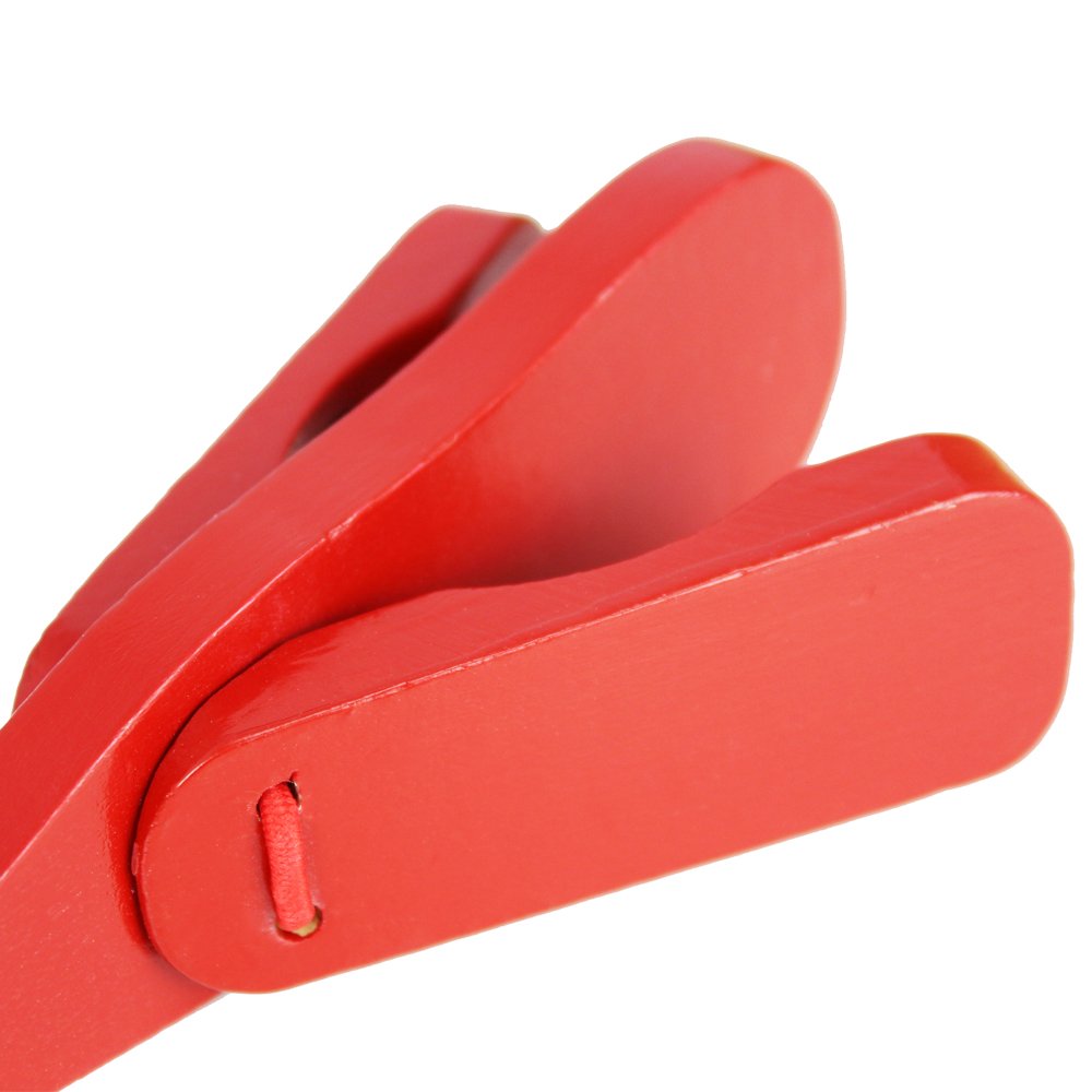 A-Star Wooden Traditional Hand Castanet Clapper in Red - Image 2