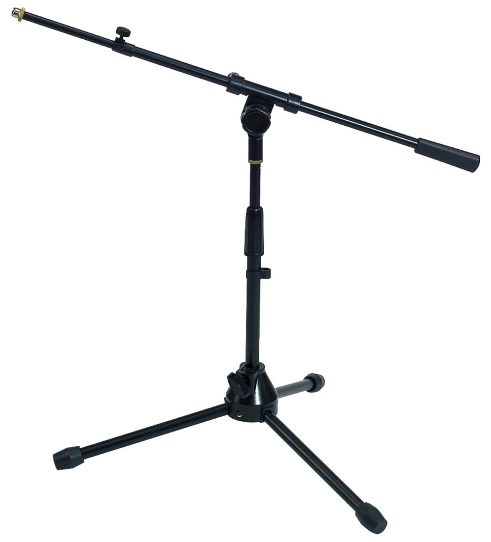 GEWA 900611 small microphone stand MS-20TB, Black, For Bass Drum/HiHat, Height adjustable 43-65cm, Boom 50-90cm, Cast base