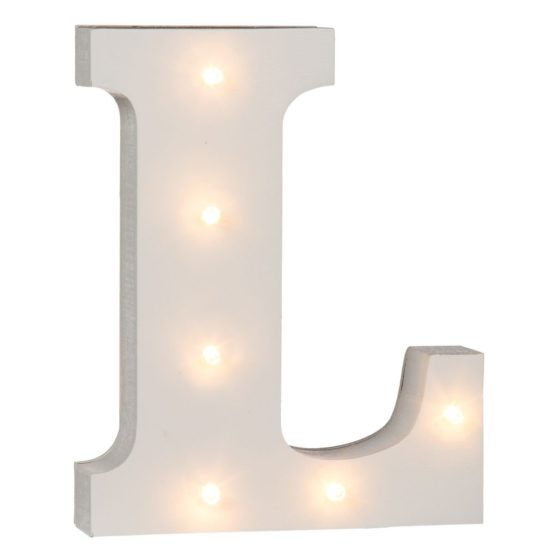 OOTB Illuminated Letter L Light with 6 LED, Wood, White