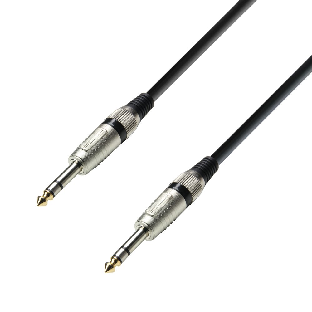 Adam Hall 3 Star Series 1.5m 6.3mm Jack Stereo to 6.3mm Jack Stereo Audio Cable, Black, 1.5 m
