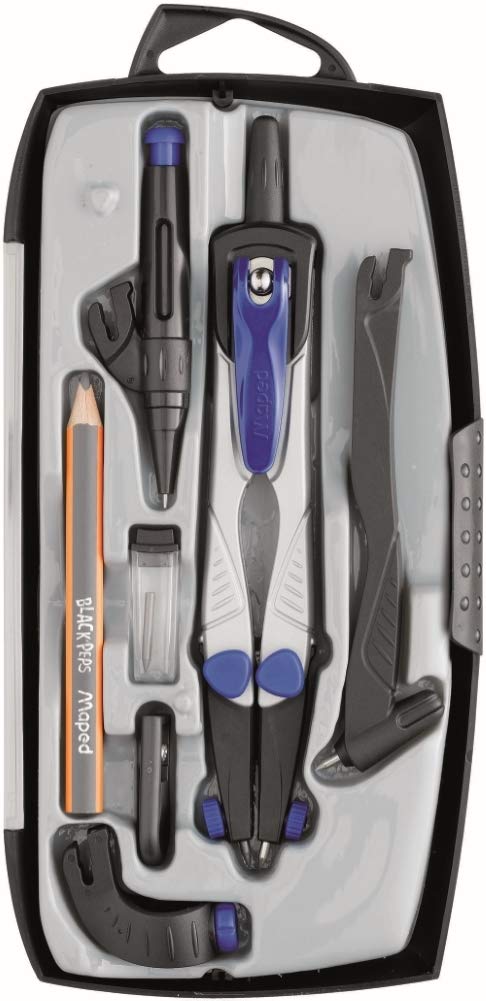 Maped Technic Compact Compass Case (7 Pieces), Black, Blue, Metallic - Image 2