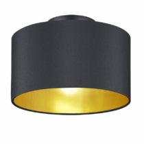 Trio Leuchten Hostel 608200279 Ceiling Light, Metal, Fabric Shade, Matte Black / Gold