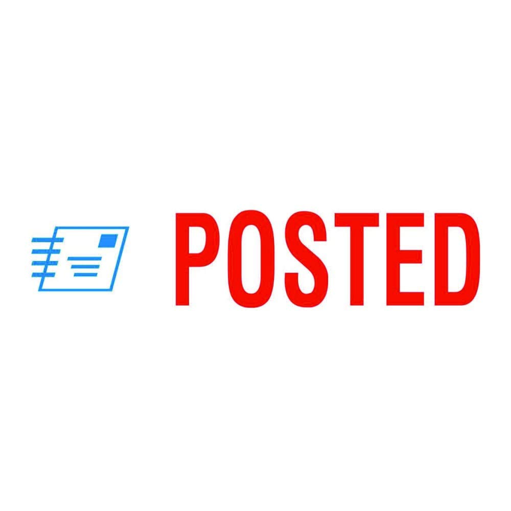 Trodat Stamp 4912 Office Printy with English Text POSTED, Self Inking, Red and Blue Ink, 18 x 46 mm, White Body, Red/Blue Ink - Image 2