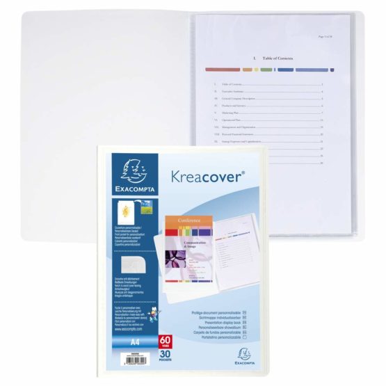 Exacompta Kreacover Opaque Rigid PP Display Book, A4, 30 pockets - White - Image 2