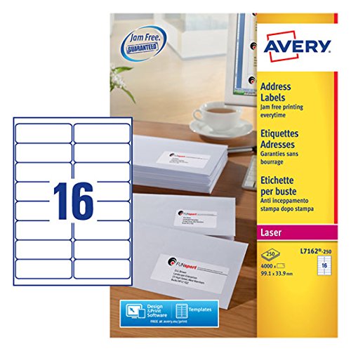 Avery Self Adhesive Address Mailing Labels, Laser Printers, 16 Labels ...