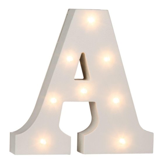 OOTB Illuminated Letter A Light with 8 LED, Wood, White