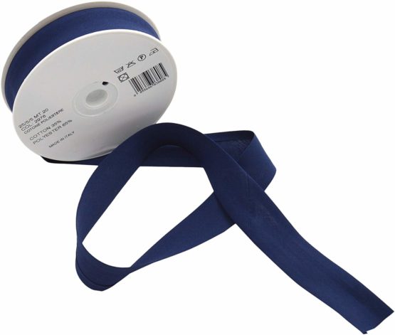 Inastri 25/5/5 mm Bias Binding-Col. 2976-NAVY-20m Roll, polycotton, Dark Navy