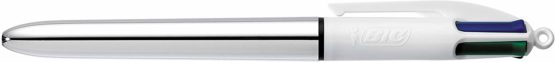 BIC Shine / 1 Pen 4 Colours White / Metallic Silver Body 4 Classic Colours - Image 2