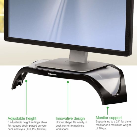 Fellowes Smart Suites Adjustable Monitor Stand, Black - Image 3