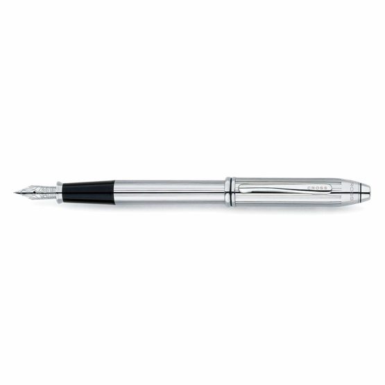 CROSS Townsend Lustrous Chrome Fountain Pen with Stainless Steel Medium Nib incl. Luxury Gift Box – Refillable Cartridge Pen