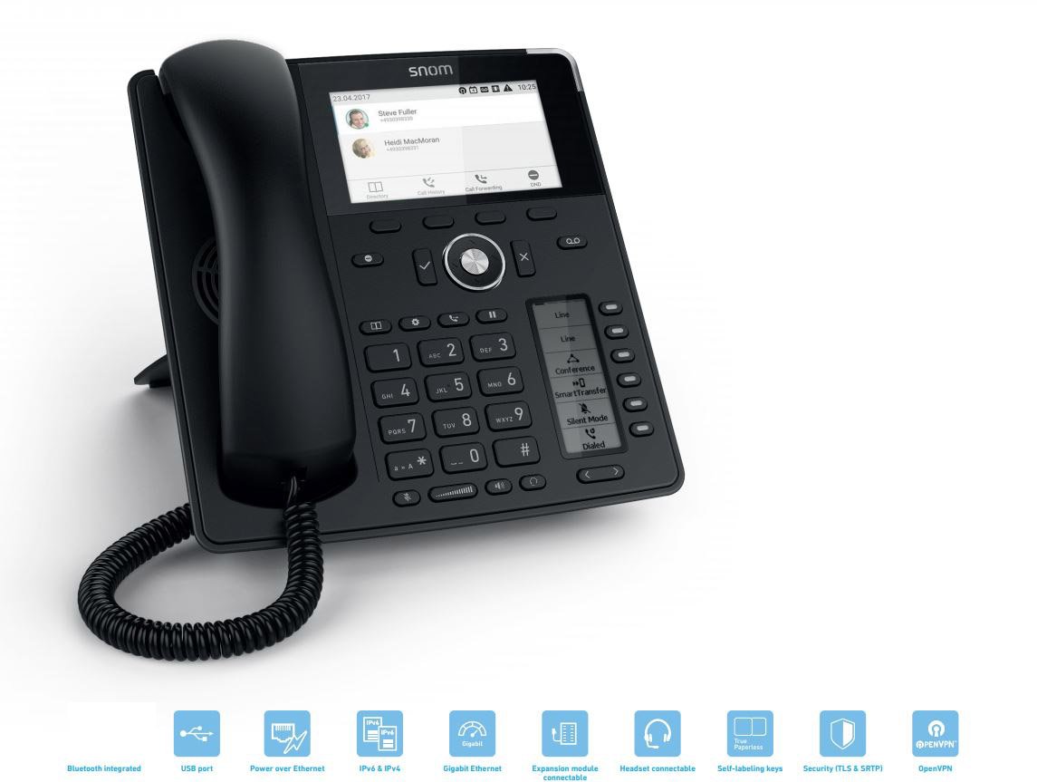 Snom D785 Global Desk Telephone (6 (24) Configurable Self-labeling Multicolor LED Keys,High-resolution Colour Display),Black,00004349 - Image 4
