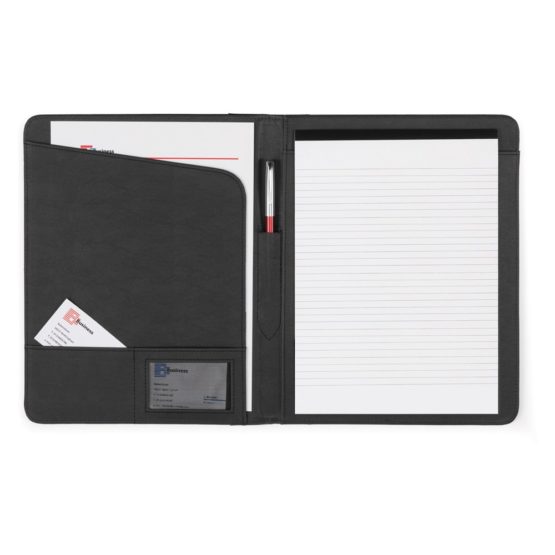 eBuyGB A4 Meetings Business Work Leather Conference Folder, Black - Image 2