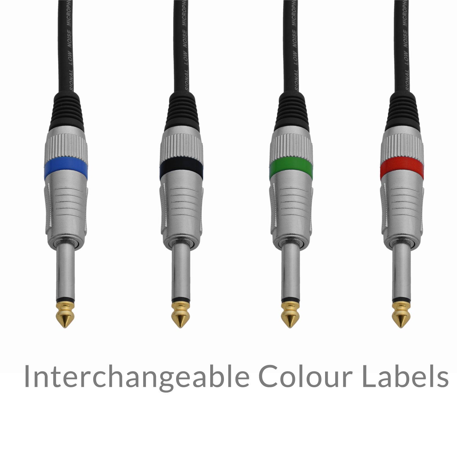 TIGER GTC4-06 6 Metre 20 Foot - 6.35mm 1/4 Inch Jack to Jack Lead Guitar Instrument Cable with Interchangeable Coloured Loops - Image 2