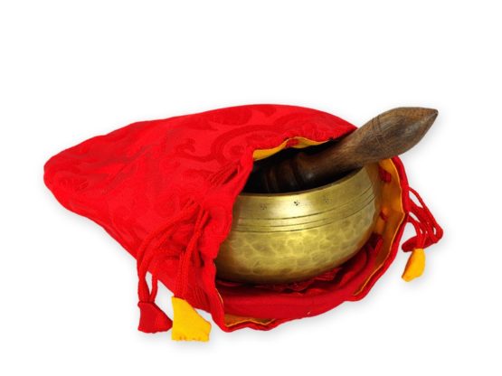 Singing bowl centre 5091 L singing bowl set in antique look in bag lotus red - Image 3