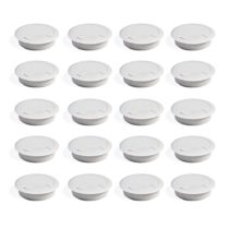 Emuca - Ø60mm round grommet from white plastic, desk cable grommet to build in table/desk/worktop, Set of 20