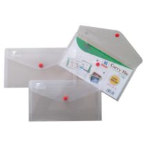 ARK Carry File Popper Wallet File with Press Stud Closure [Pack of 5] (Clear, DL Landscape)
