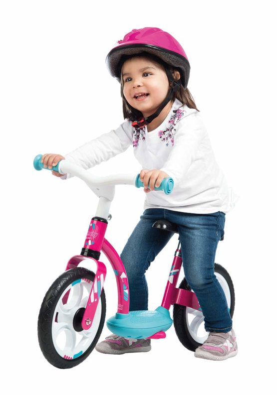 Smoby - Balance bike (pink/blue) - for children aged 2 and up, height-adjustable children's balance bike (76 x 39 x 49 cm) with footboard and stand - Image 3