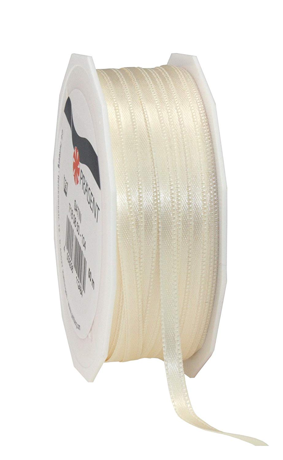 PRÄSENT C.E. Pattberg SATIN cream gift ribbon, 55 yards for Wrapping Gifts 0.24 inches width