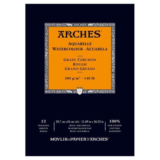 Arches Watercolour Pad, 300 GSM, Rough, A3 (29.7 x 42 cm), Wood, White, 29.7 x 42 x 1 cm