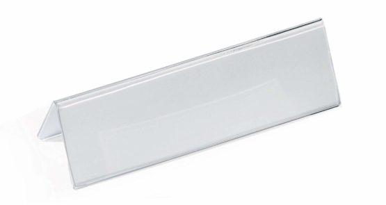 Durable Table Place Name Holder For 52/104 x 100mm Card | Made From Strong Crystal Clear Acrylic | Perfect For Conferences, Seminars, Reception Desks, etc.
