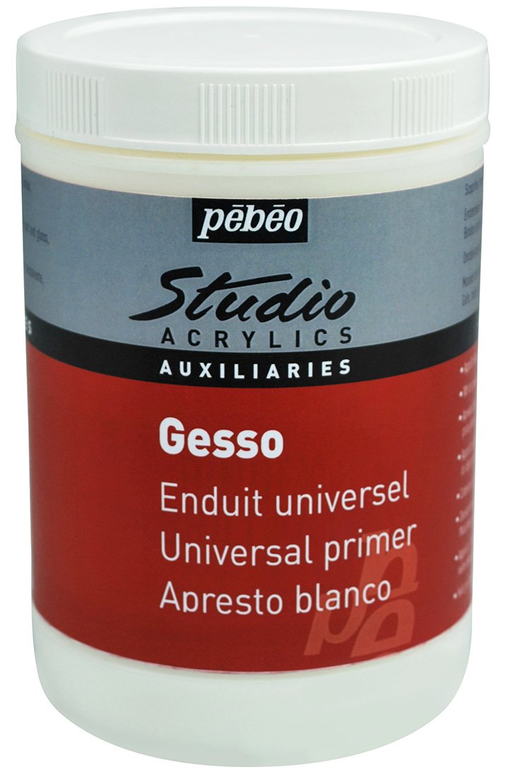 PEBEO 524122 Studio Acrylics 1 Litre Gesso, White, 1 l (Pack of 1)