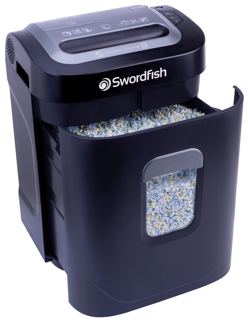 Swordfish 1200XXCD 12 Sheet Micro Cut High Security Paper/Document Shredder ref: 40237, Black - Image 4