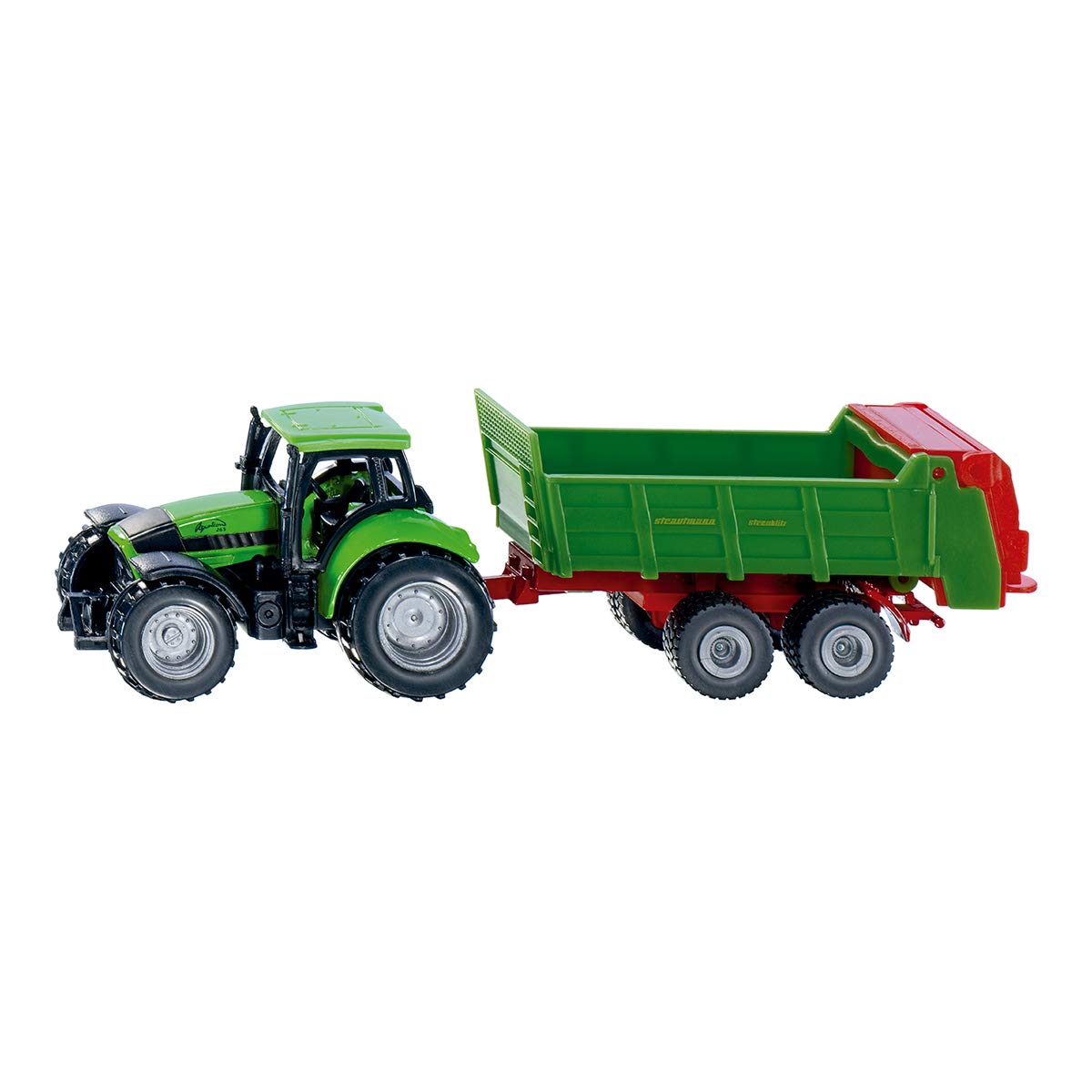 siku 1673, Tractor with Universal Manure Spreader, Metal,Plastic, Green, Opening tailgate, 16.5 x 3.6 x 4.5 cm