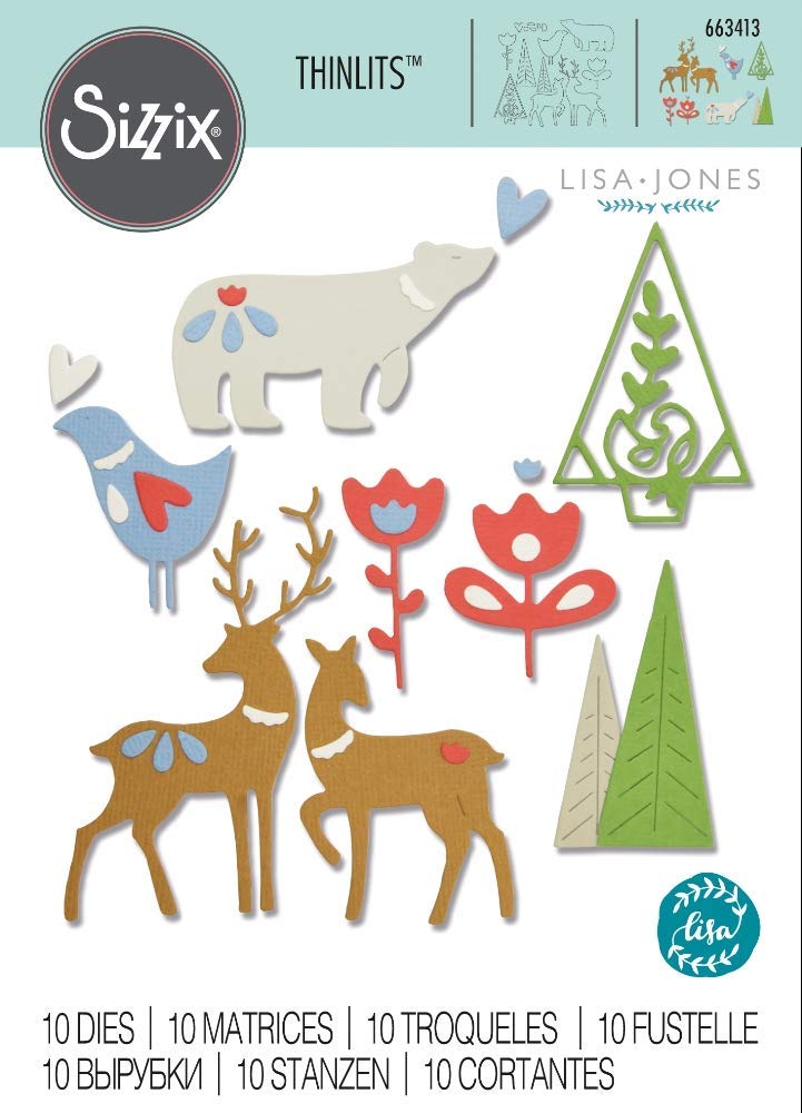 Sizzix Thinlits Die Set 663413 Christmas Elements by Lisa Jones, 10 Pack, Multi Colour, Paper, One Size - Image 3