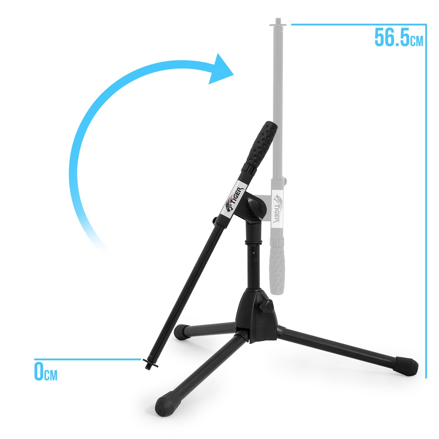 TIGER MCA49-BK Low Level Floor and Desktop Boom Microphone Stand Bass Drum, Guitar Cab, Mic Stand, Black - Image 3