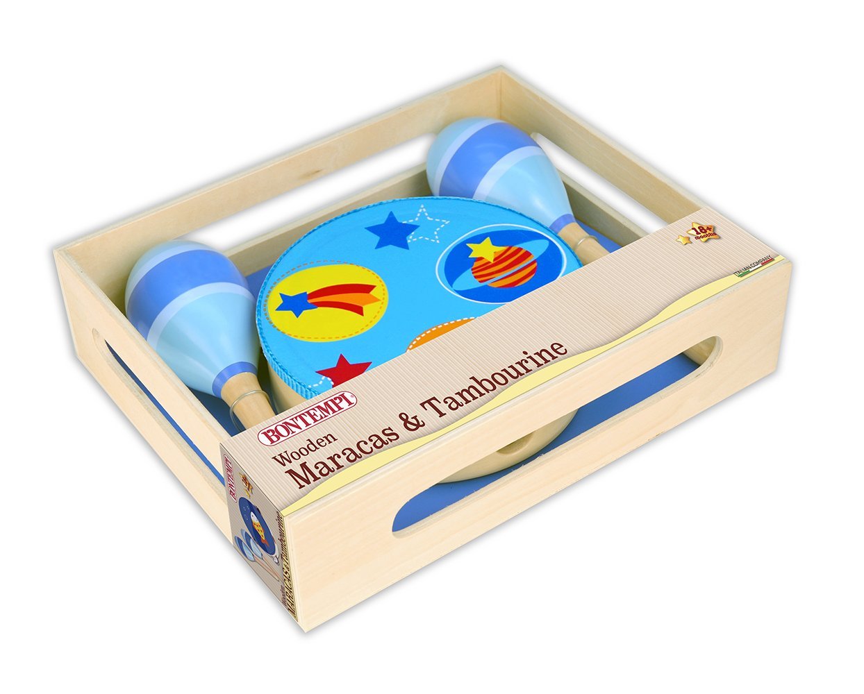 Bontempi 61 0510 Wooden Maracas and Tambourine Mix Instruments, Multi-color - Image 2