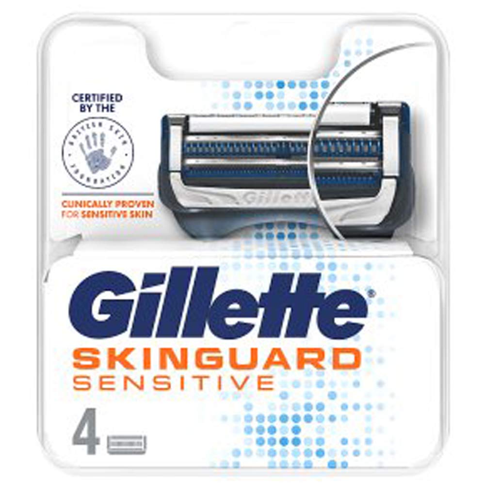 Gillette SkinGuard Sensitive Razor Blade Refills, 4 blades, white, 4 count (Pack of 1)