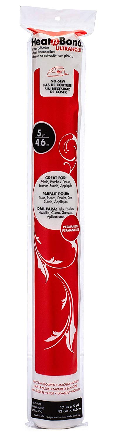 Thermoweb 17-inch x 5 yd Heat-n-Bond Ultra Hold Iron-On Adhesive, White, pack of 1, Clear