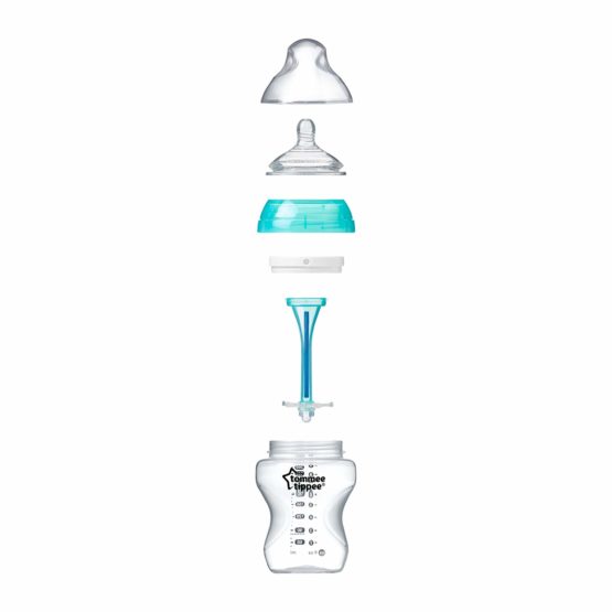 Tommee Tippee Anti-Colic Baby Bottle, Slow Flow Breast-Like Teat and Unique Anti-Colic Venting System, 260ml, Pack of 1, Clear - Image 2