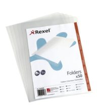 Rexel Nyrex Heavy Duty A4 Document Folder, Glass Clear, Heavy Duty 160mic, Cut Flush, L-Folder, Pack of 50, 21685090