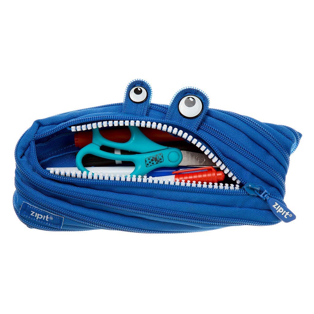 ZIPIT Monster Pencil Case for Kids Cute Zipper Pouch for Boys Girls and Teens Stationery Bag for School ,Blue - Image 2
