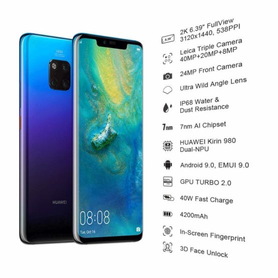 HUAWEI Mate 20 Pro 128 GB 6.39-Inch 2K FullView Android 9.0 SIM-Free Smartphone with New Leica Triple AI Camera, Single SIM, UK Version - Twilight - Image 3