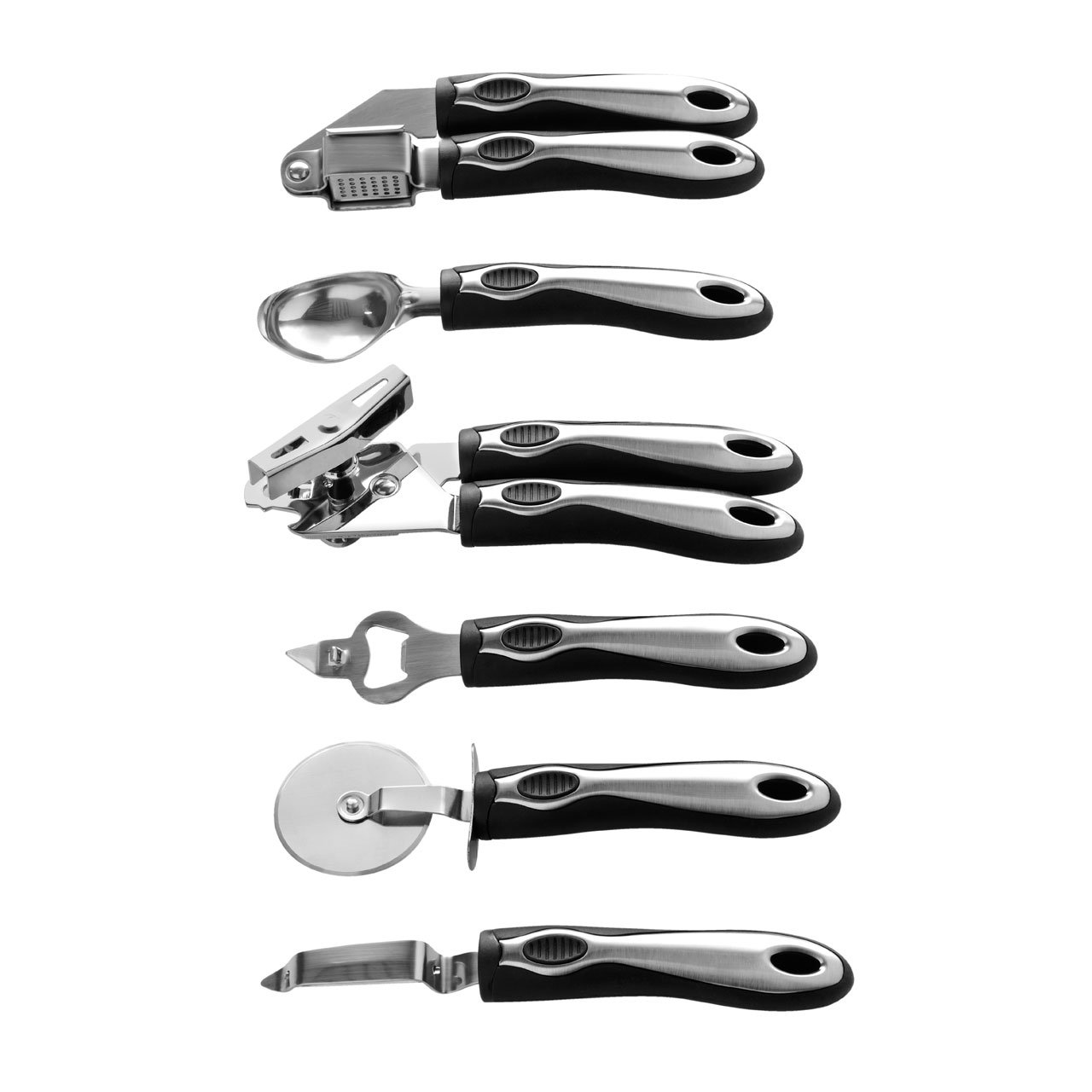 Premier Housewares Kitchen Gadget Set Kitchen Utensil Set Chrome Finish Kitchen Utensils Kitchen Tools Pizza Steel Pizza Knife Six Pieces 24 x 12 x 12 - Image 2