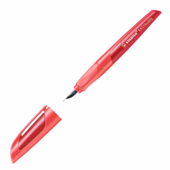 Ergonomic School Fountain Pen - STABILO EASYbuddy A Nib Coral/Red - Image 2