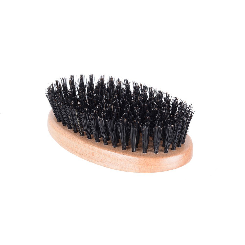Kent Military Oval Beech and Bristle Hairbrush, Black