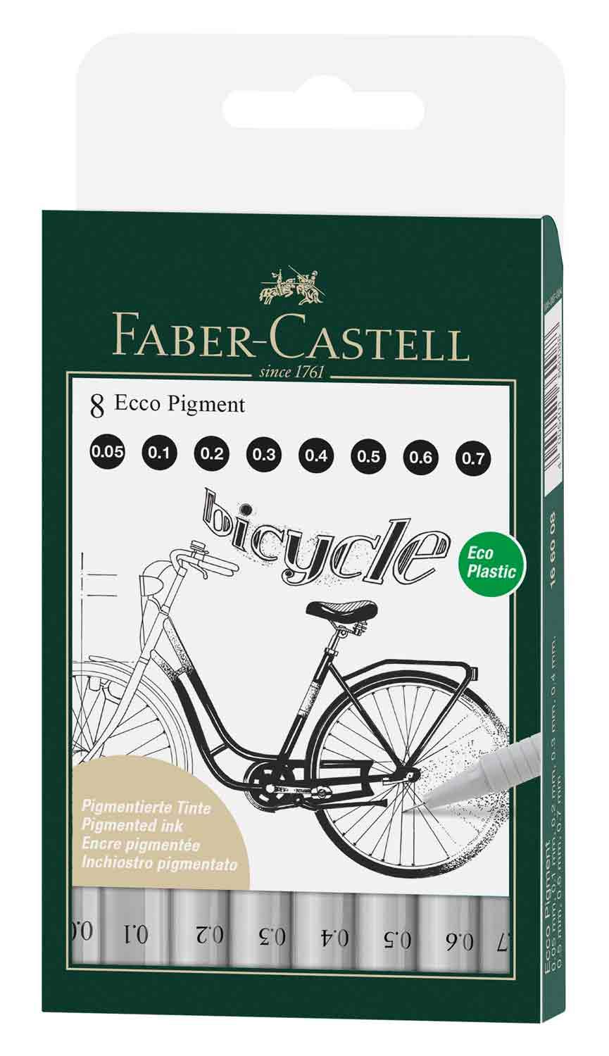 Faber Castell FC166008 Ecco Pigment Wallet (Pack of 8), black, 8er Etui