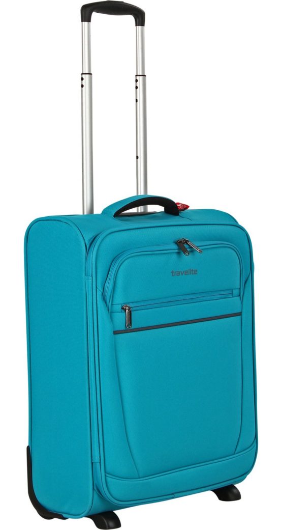 Onboard "CABIN" luggage by travelite - practical 2-wheel suitcases with 2 spacious front pockets, Black (Schwarz), 52 cm - Image 3