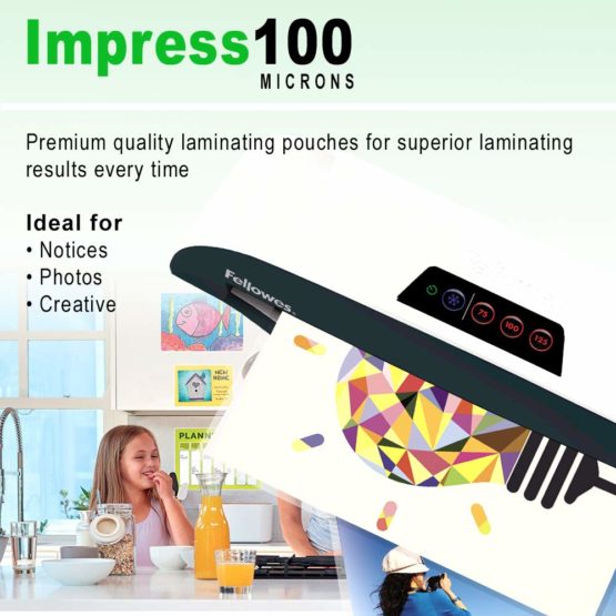 Fellowes A4 Laminating Pouches, Gloss, 200 Micron (2 x 100 Micron) - Pack of 100 - Image 3