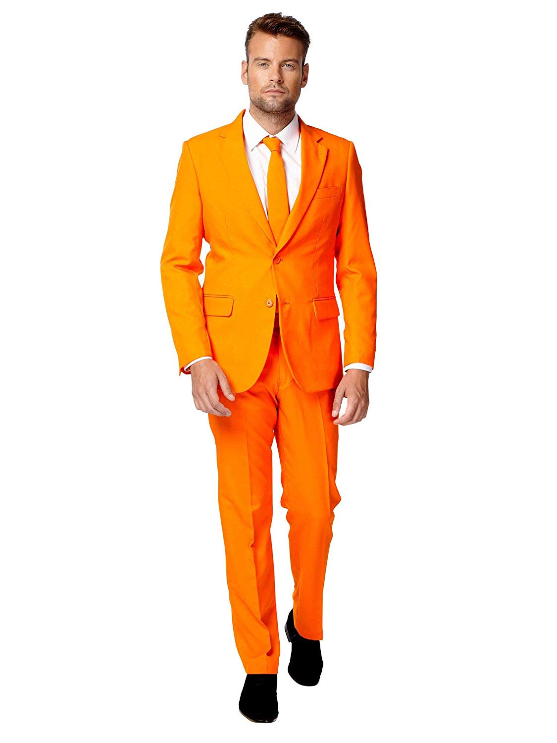 OppoSuits Men's Solid Color Party Orange - Full Suit: Includes Pants, Jacket and Tie, 52, OSUI-0001-EU62, The Orange