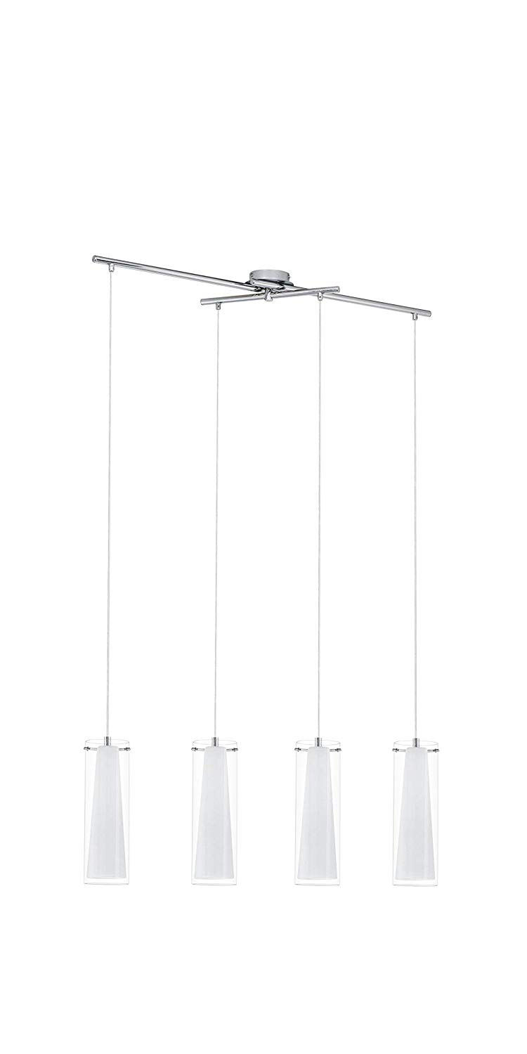 EGLO Pinto pendant lamp 4-flame pendant lamp material: steel colour: chrome glass: clear opal matt white socket: E27