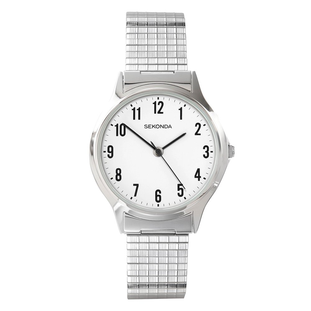 Sekonda Men's Quartz Watch with White Dial Analogue Display and Silver Stainless Steel Bracelet 3751.27